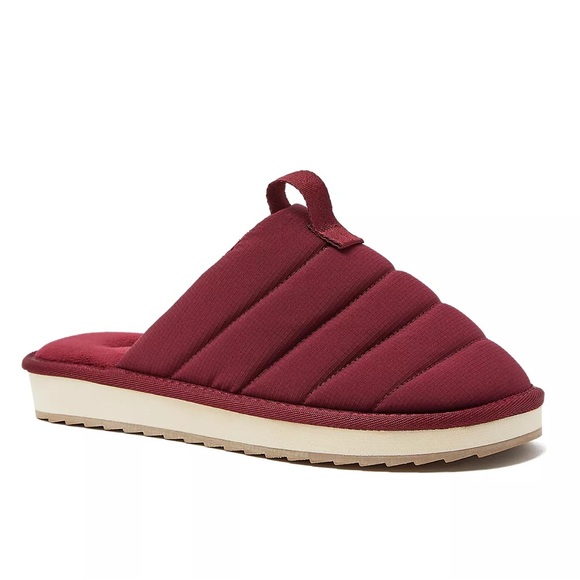 NWT Lands' End Burgundy Women's Fleece Lined Puffer Indoor Outdoor Slippers Rare - Picture 2 of 4